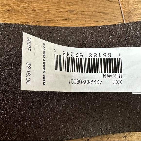 New Polo By Ralph Lauren Wide Brown Leather Belt Solid Brass Buckle XXS - Picture 7 of 11